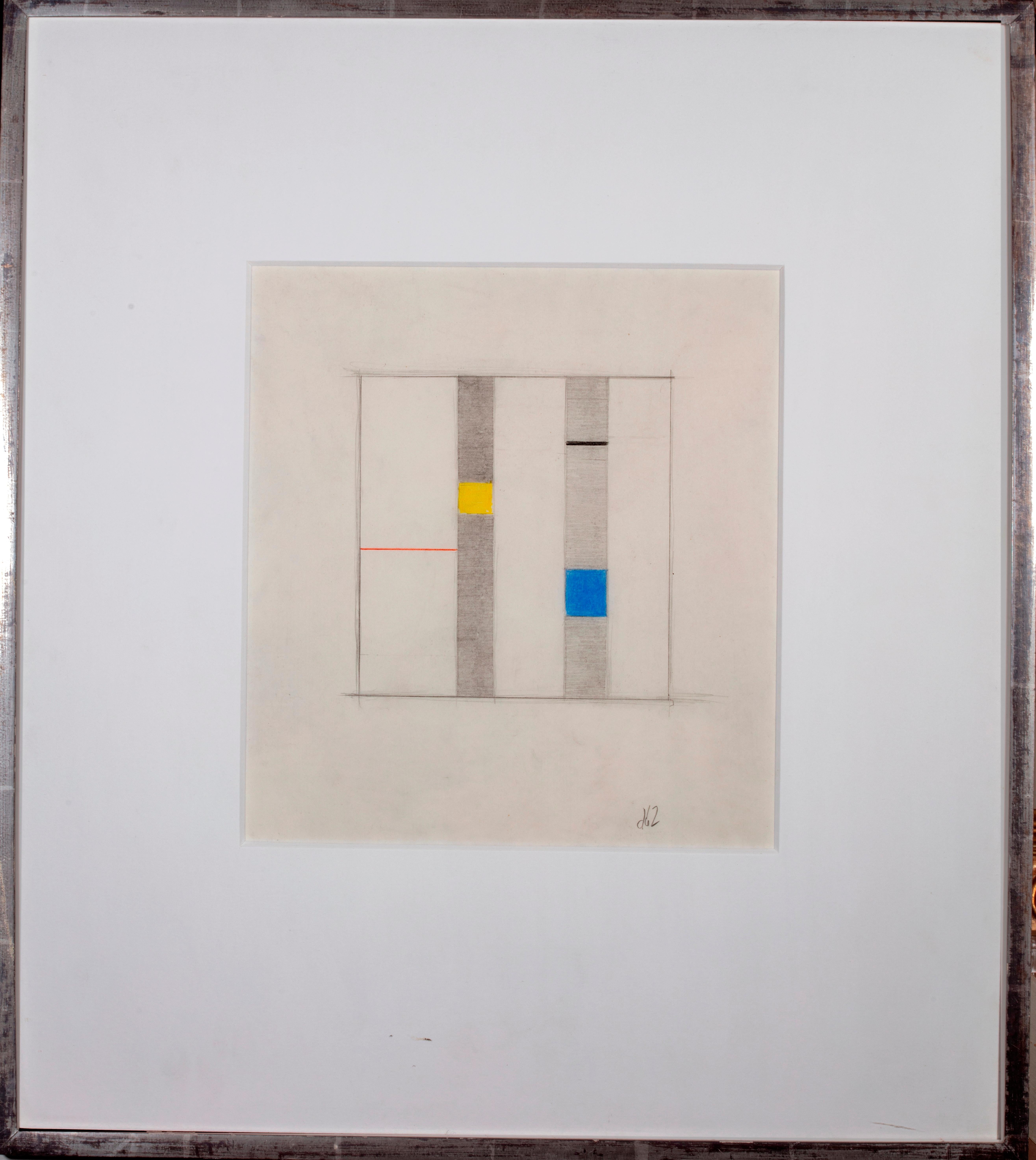 Abstract Drawing di Burgoyne Diller - "Quadrato blu e giallo"