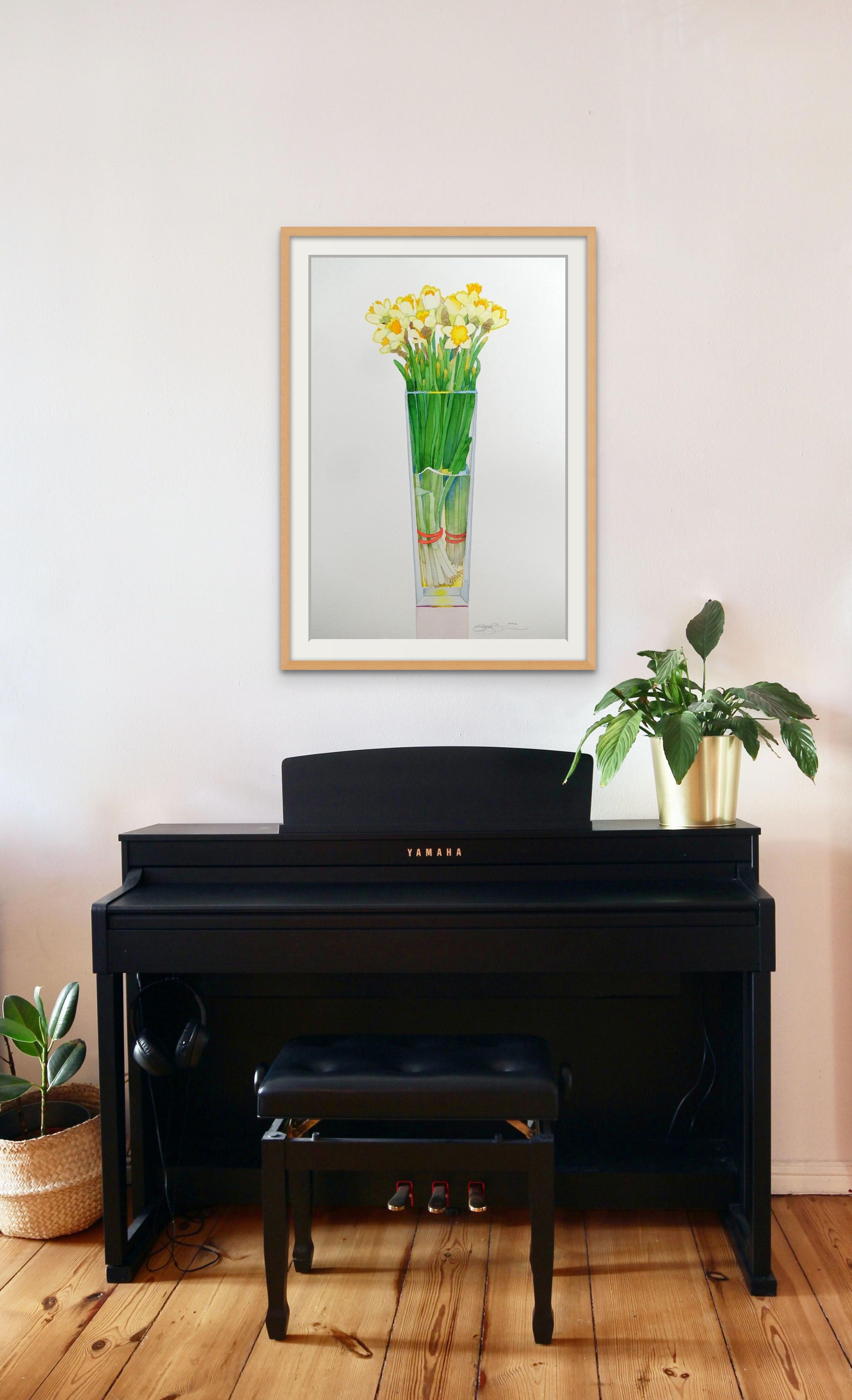 Daffodils in a Tall Vase - Art by Gary Bukovnik