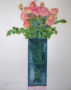 Roses in a Blue Vase