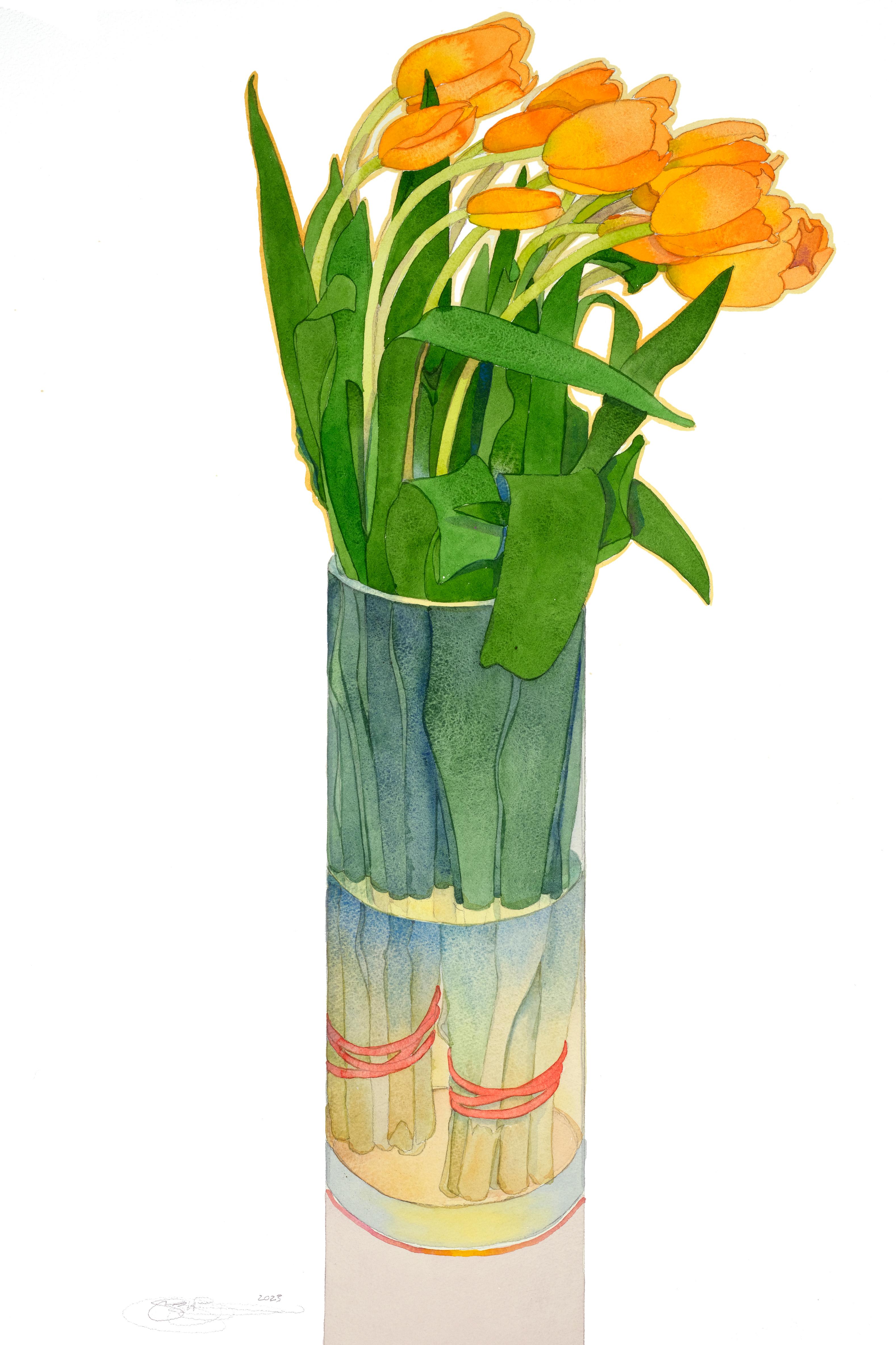 Gary Bukovnik Still-Life Painting - Orange Tulips