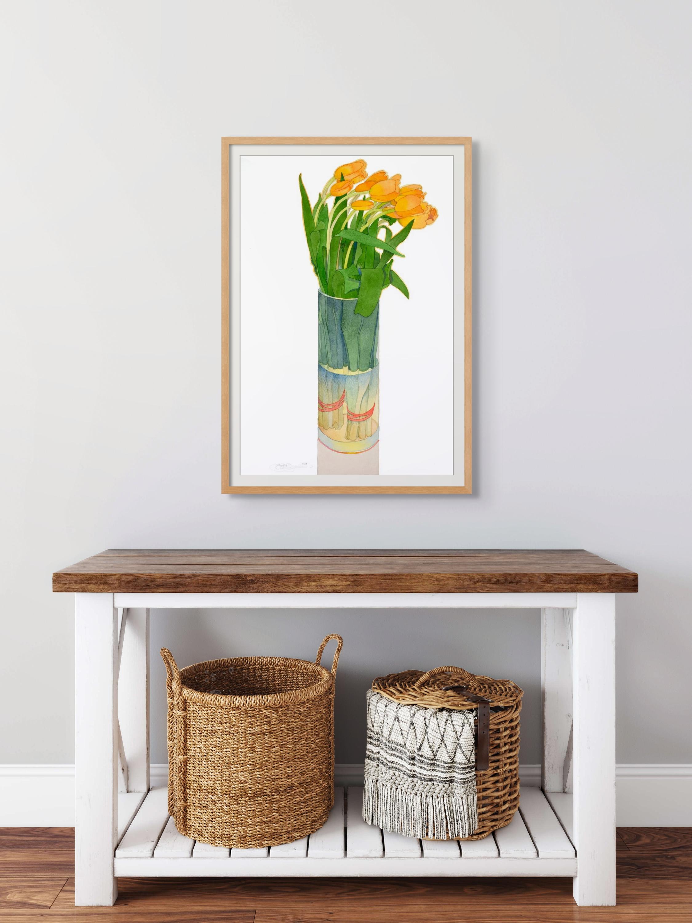 Orange Tulips - Painting by Gary Bukovnik