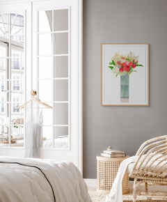 Fiori misti in un vaso verde