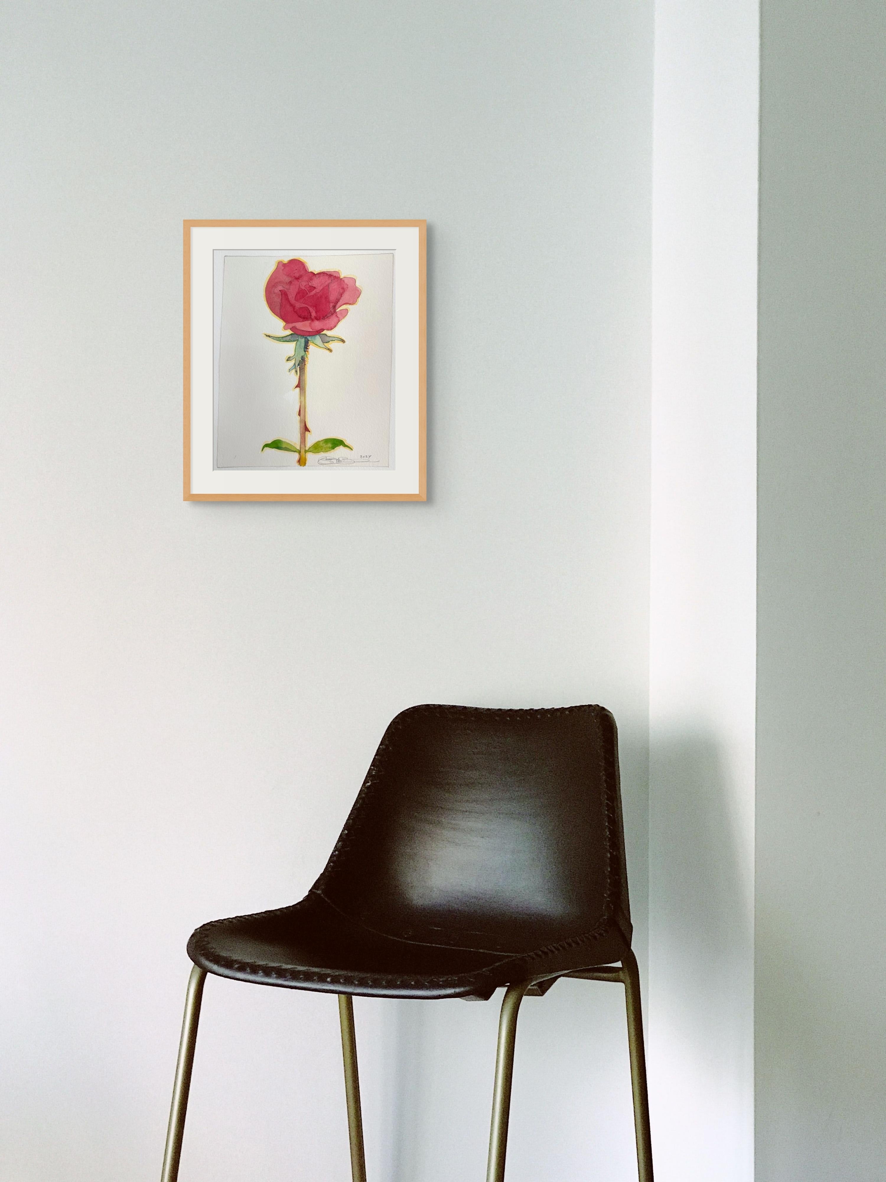 Pink Rose - Painting by Gary Bukovnik