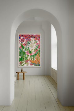 Spring Composition No. 1: Contemporary Watercolor on Paper, Framed