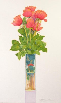 Pink Roses in a Vase