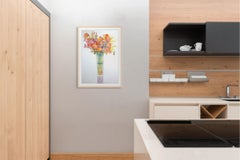 „Opening Flowers“, Aquarell auf Baumwolle, professionell gerahmt