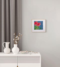 "Magenta Rose Study", acquerello su carta, incorniciato in legno chiaro