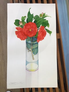 Rote Kamelie / Aquarellmalerei