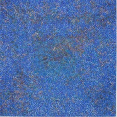 Nocturne at One / Blue contemporary geometric mosaic painting on wood panel