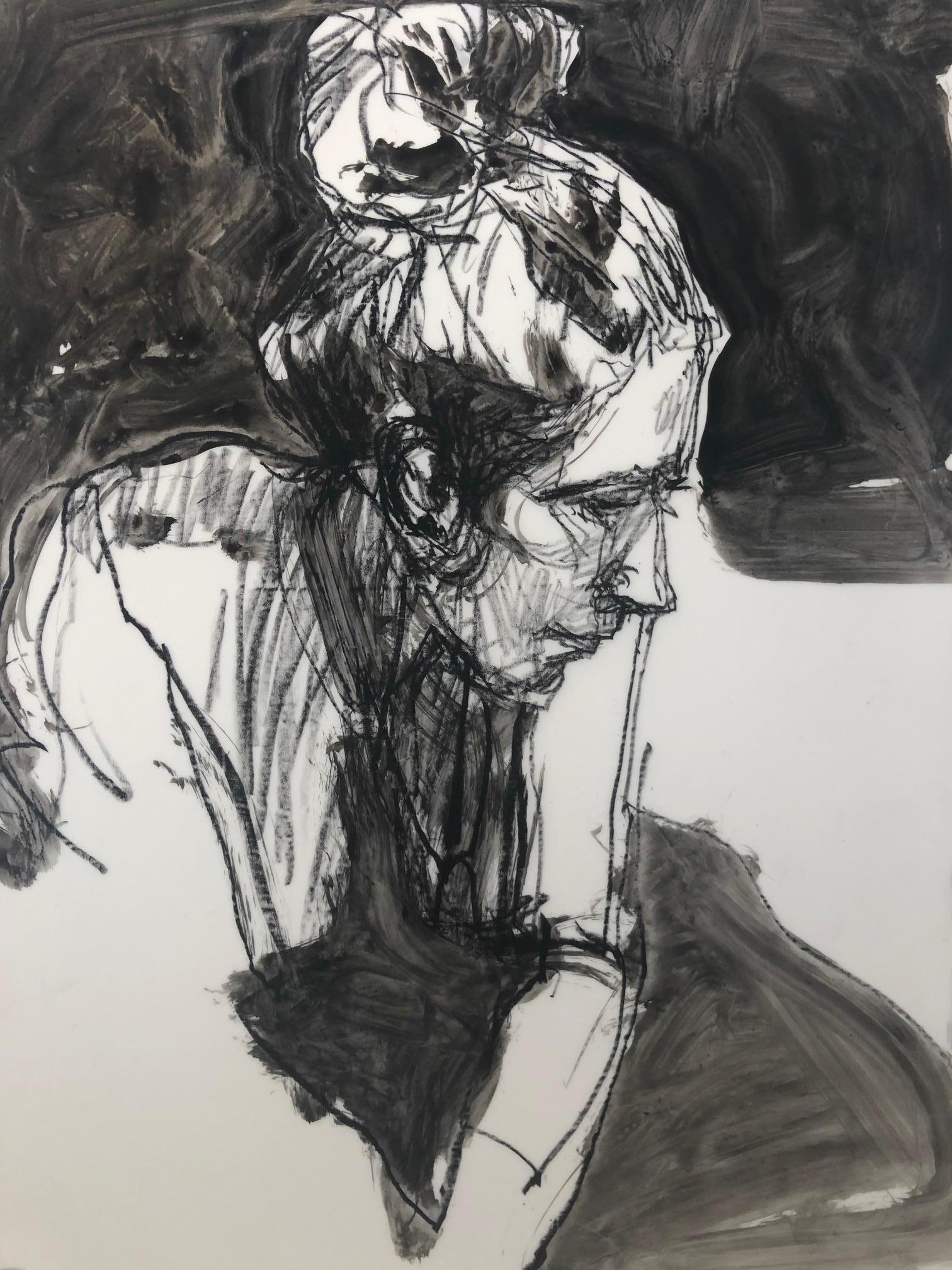 monochrome watercolor portrait