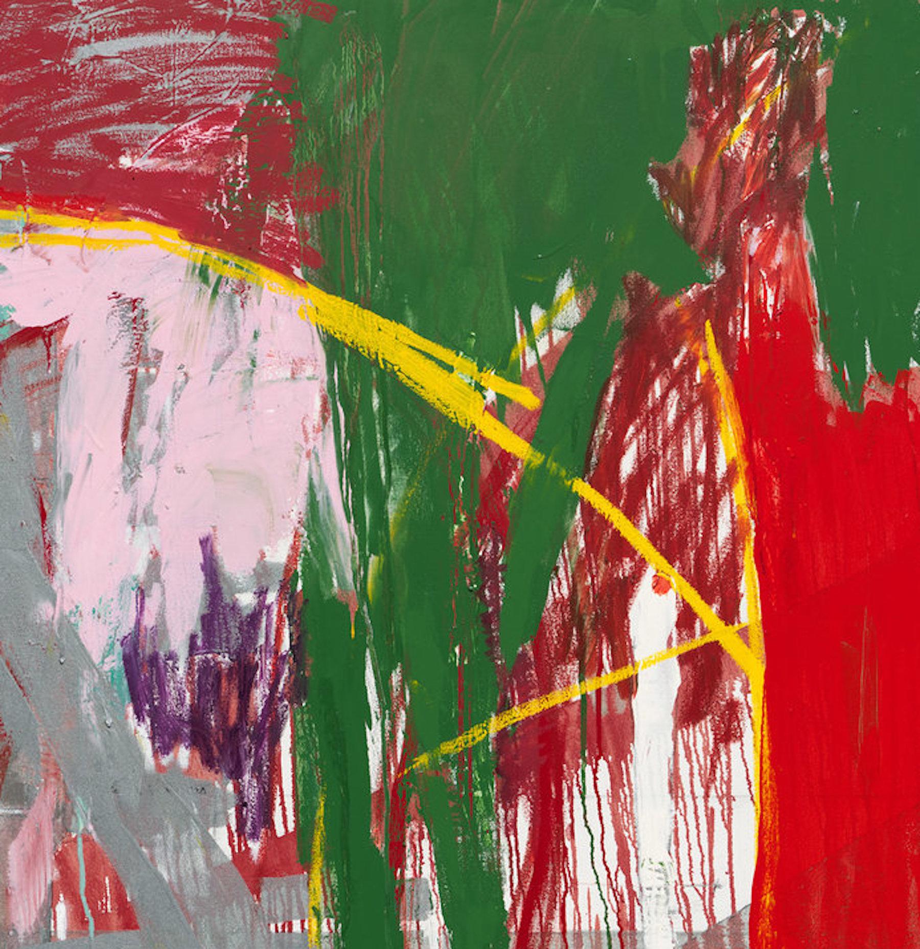 Lluvia roja - díptico expresionista abstracto pintura al óleo en técnica mixta en venta 1
