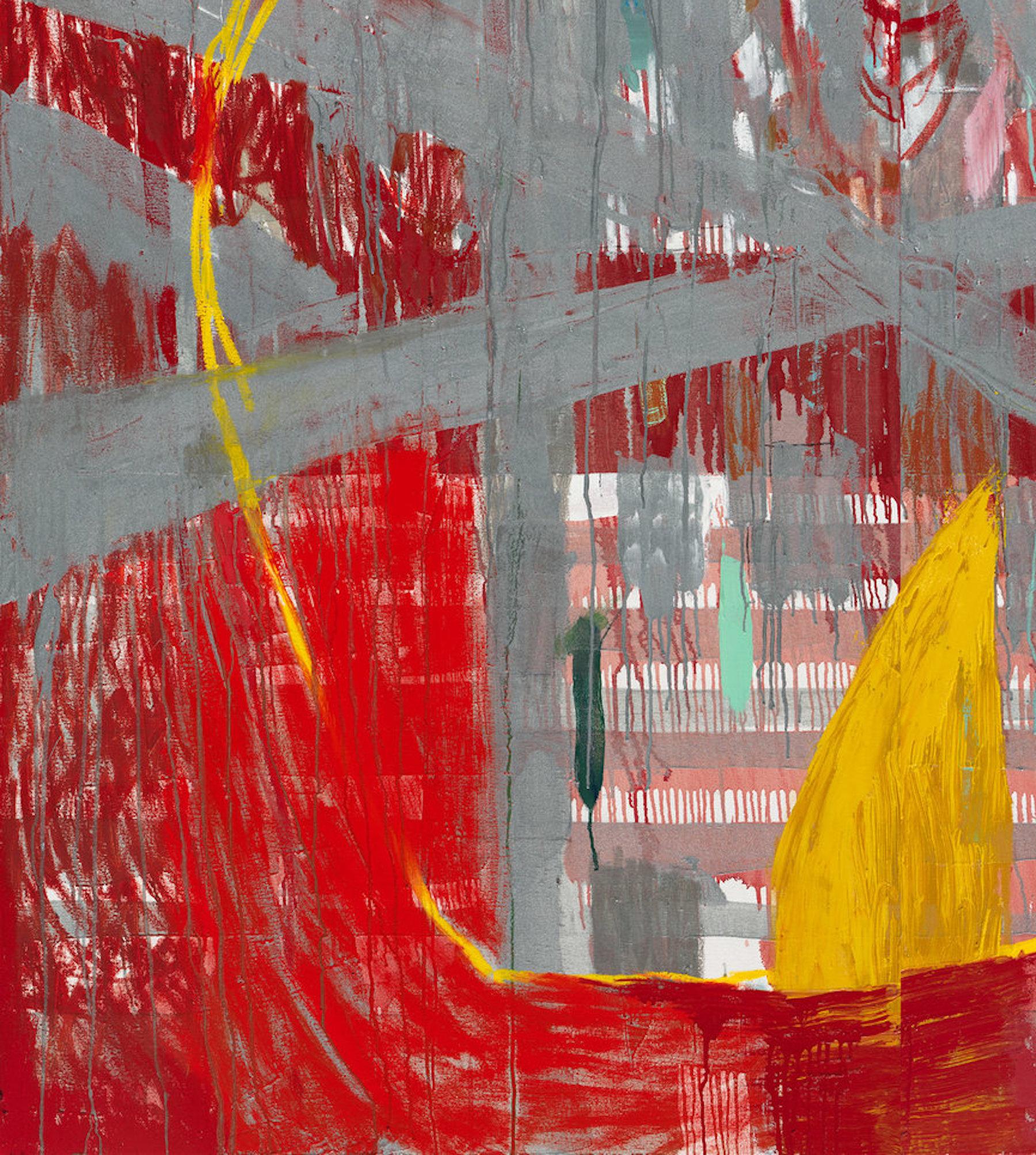 Lluvia roja - díptico expresionista abstracto pintura al óleo en técnica mixta en venta 4