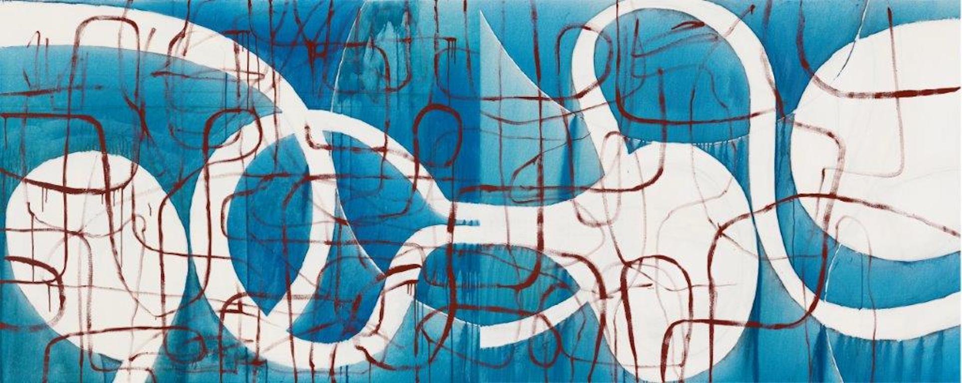 DELTA - abstraktes Spiegelbild (Diptychon) Öl auf Leinwand 4x10 Fuß – Painting von Javier Arizmendi-Kalb