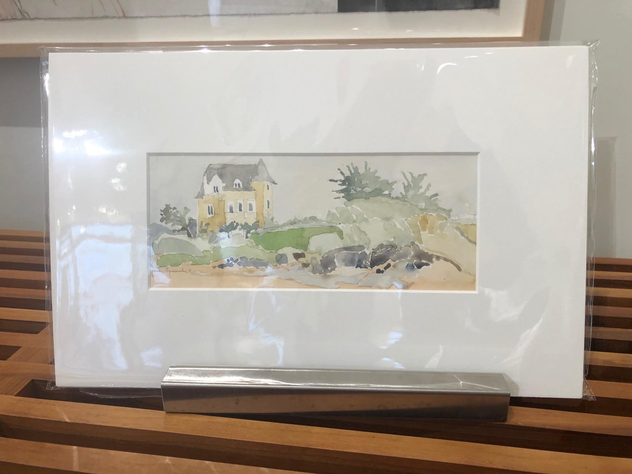 St. Briac, Frankreich – Aquarell, mattiert mit Archivärmeln – Art von Javier Arizmendi-Kalb