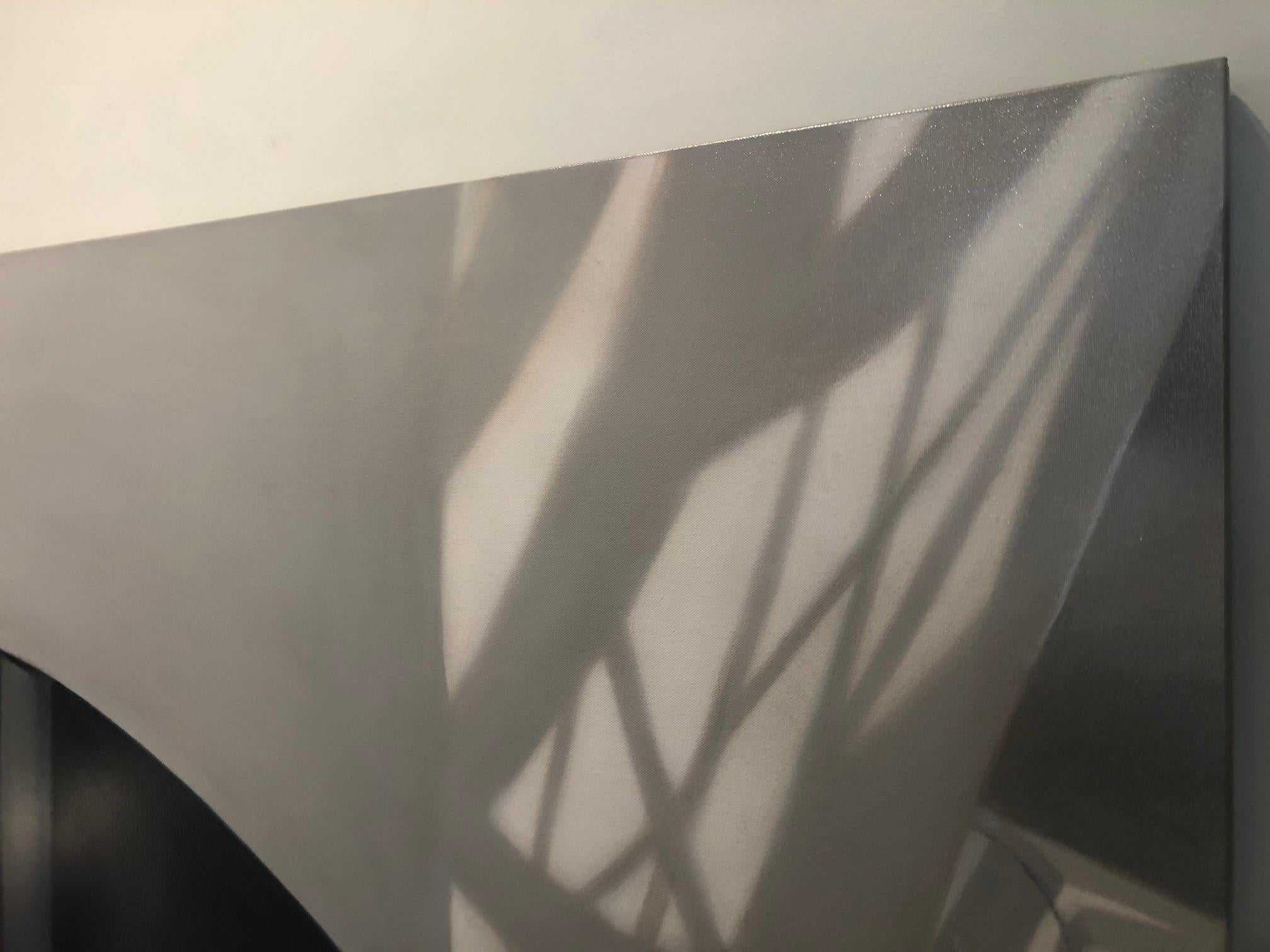 ESPACIO INTERIOR - 2018, realismo abstracto, arquitectura, minimalismo - Abstract Painting Gris de Anne Subercaseaux