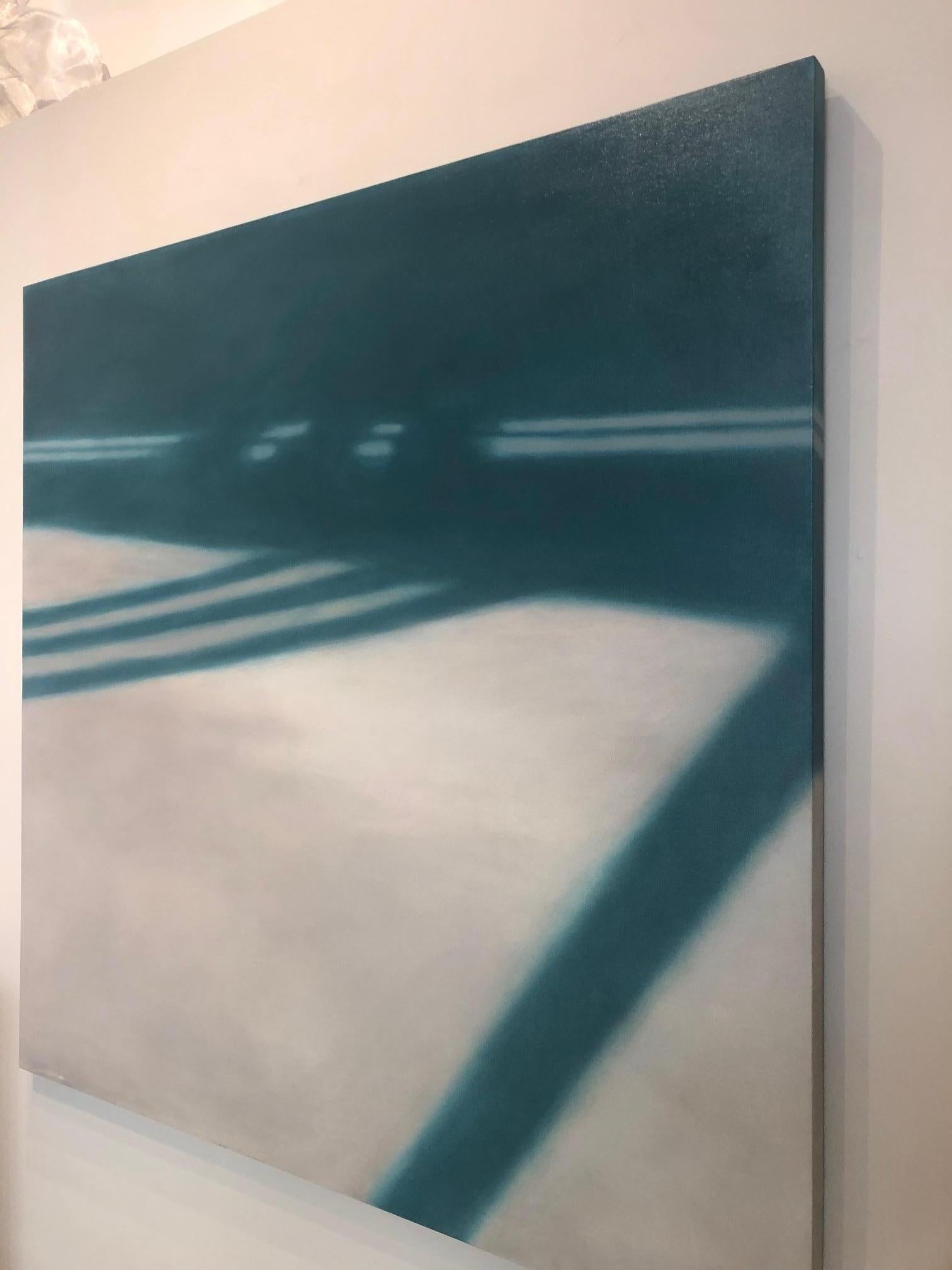 Riflessioni su Crossing XXV / realismo astratto, architettura, minimalismo - Painting Contemporaneo di Anne Subercaseaux