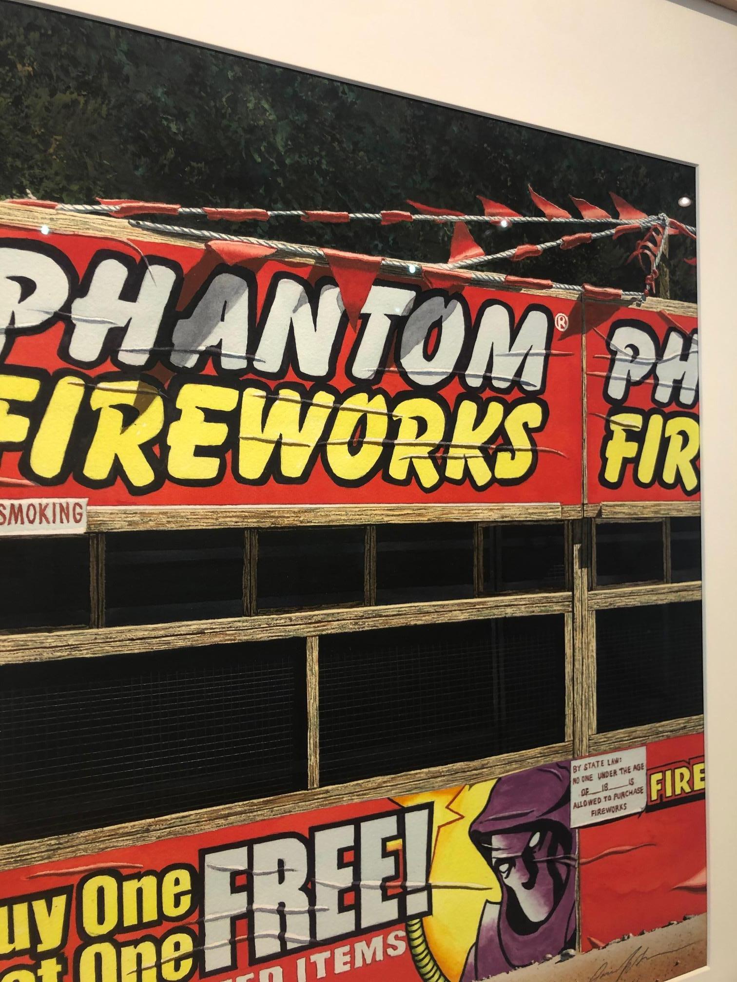 Phantom Fireworks - Original-Aquarellgemälde (Schwarz), Still-Life, von James Torlakson