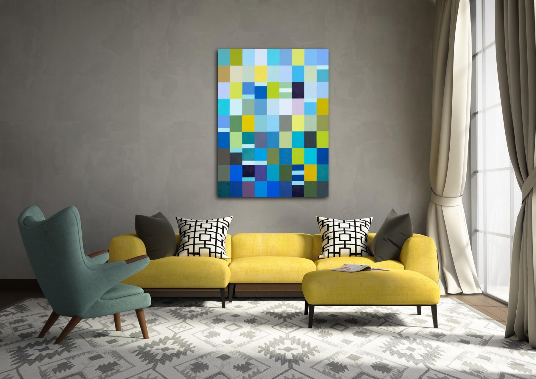 Hyannis Port - geometria astratta blu - Abstract Painting Blu di Jill  Keller Peters