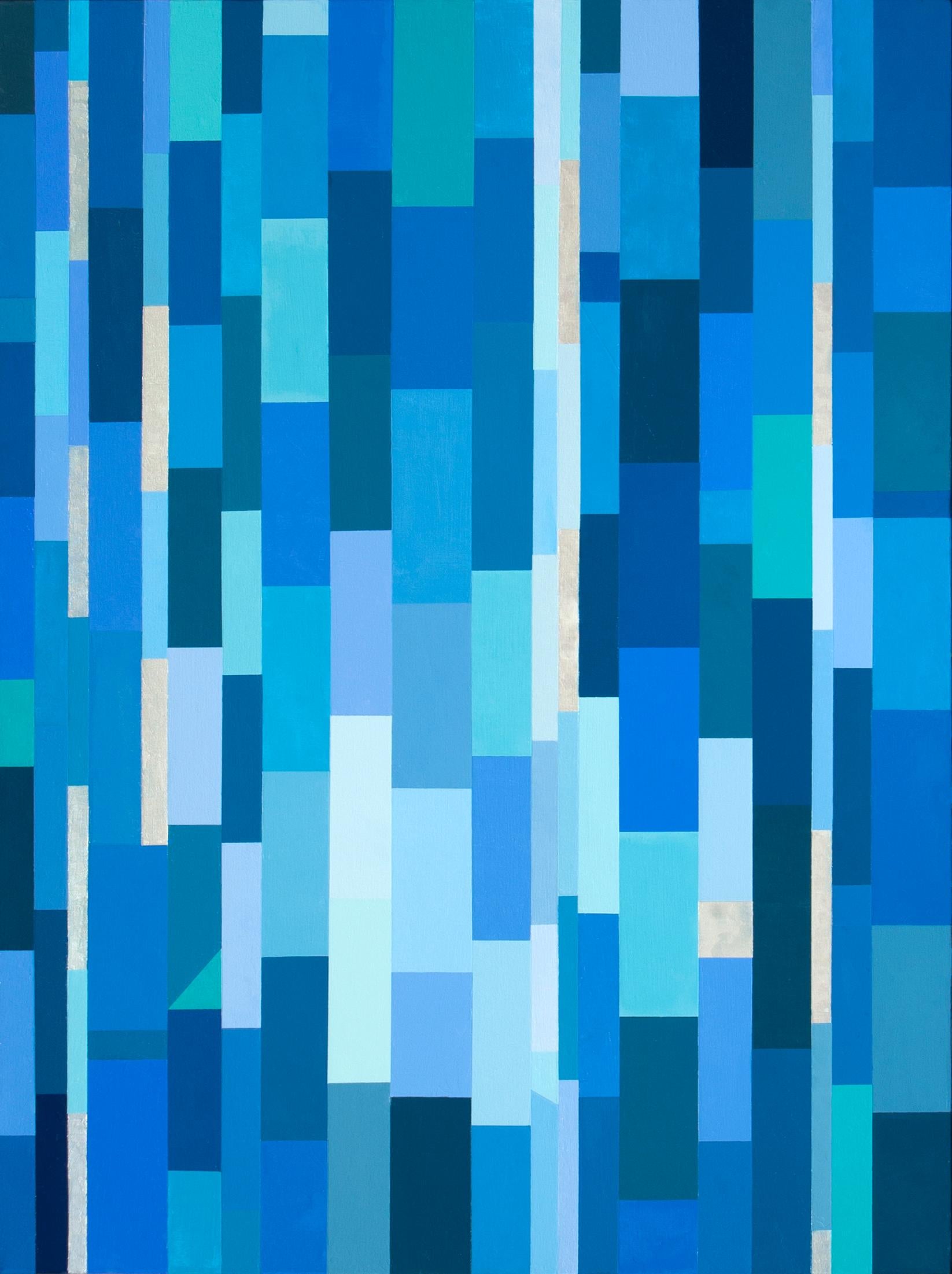 Jill  Keller Peters Interior Painting - Presence - beautiful blue abstract painting