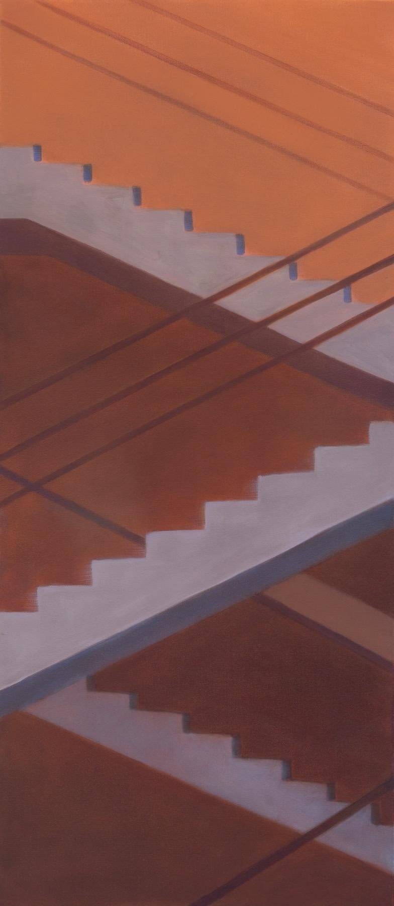 Anne Subercaseaux Abstract Painting - Ascendance - vertical staircase oil on canvas