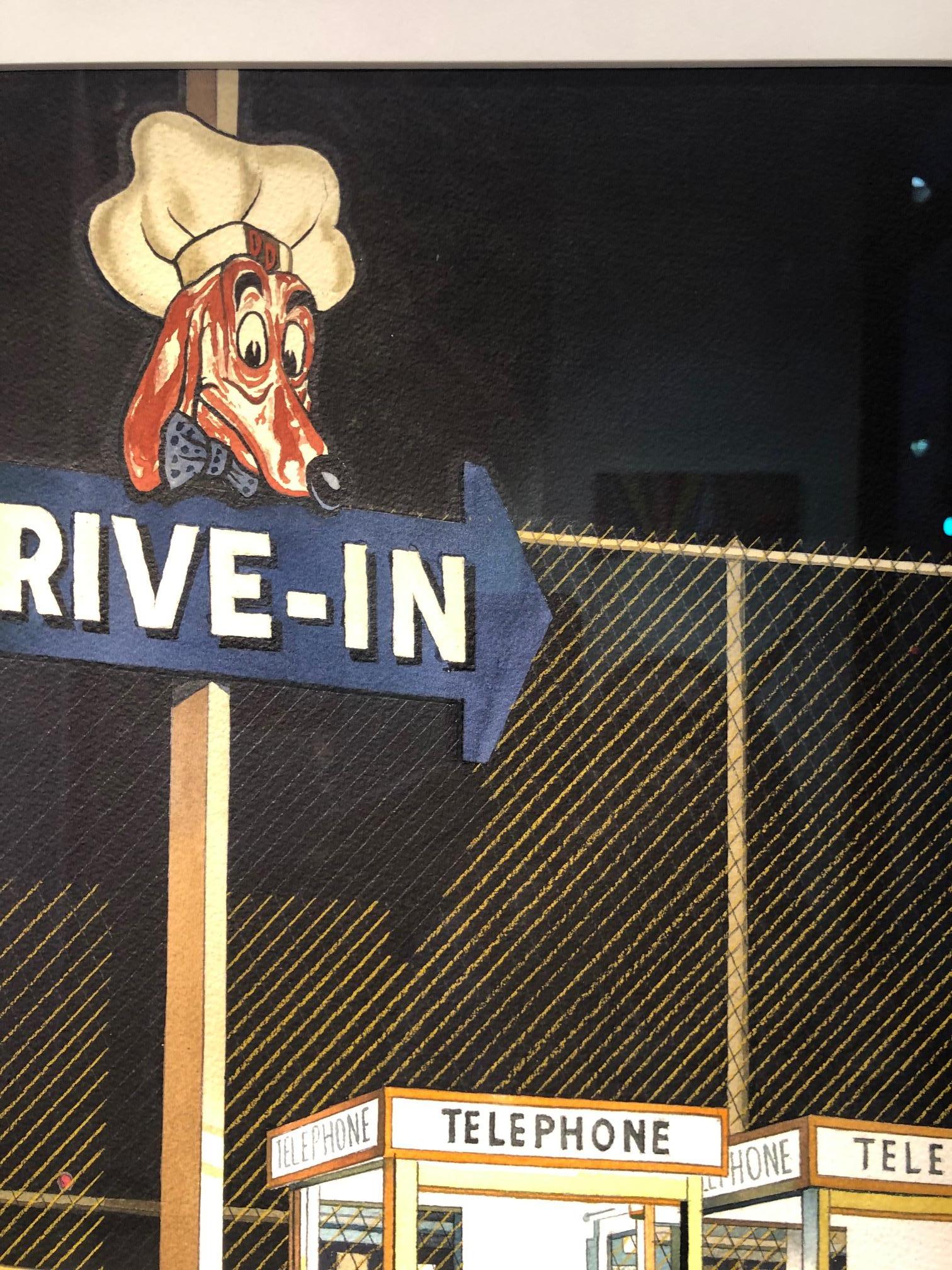 Doggie Diner Booths - ikonisches Aquarell (Amerikanischer Realismus), Art, von James Torlakson