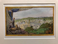 Rare chrmolithographie judaïque à chevrons Bezalel Zeev Raban (fabriquée en Palestine)