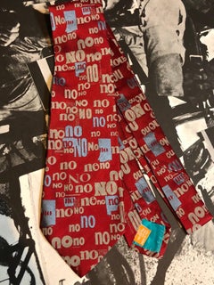 Silk Embroidered Cultural Tie No No No Wearable Art or Wall Hanging Ltd Ed.