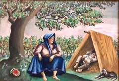 Original Gouache Judaica Painting Important Russian Chabad Chassidic Artist