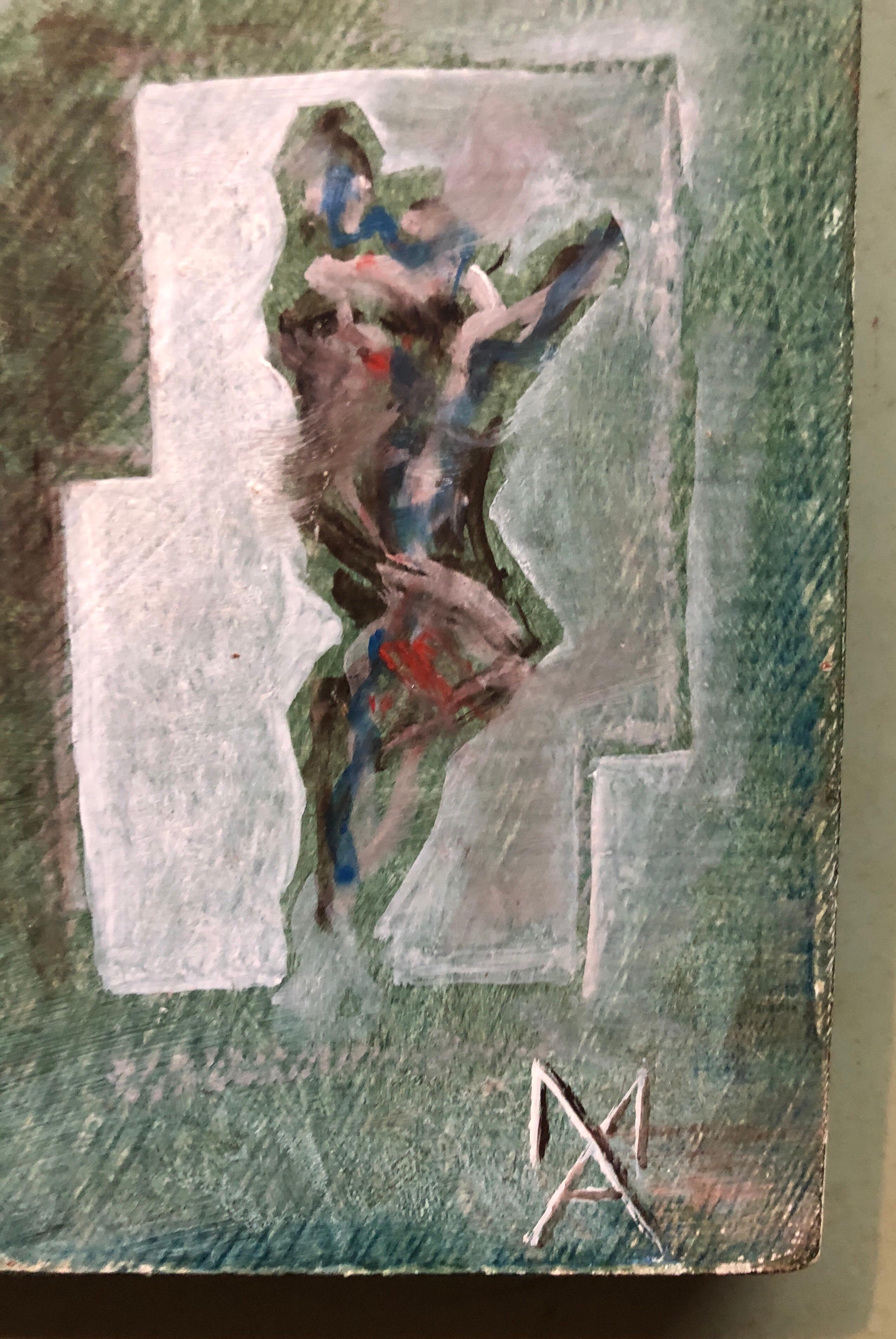 Figurative Abstraction gestural painting. Matthias Alfen’s series of Janus figures are an innovation in figural art predicated on the advances made by the Futurist sculptor and painter Umberto Boccioni and the Modernist Alberto Giacometti. The