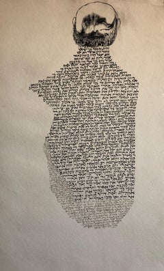 Leonard Baskin Watercolor Ink Illustration Painting Judaica Hebrew Calligraphy