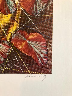 Pencil Signed Abstract Geometric Graphic Design Lithograph Print, Bauhaus Artist