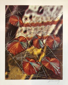 Vintage Pencil Signed Abstract Geometric Graphic Design Lithograph Print, Bauhaus Artist
