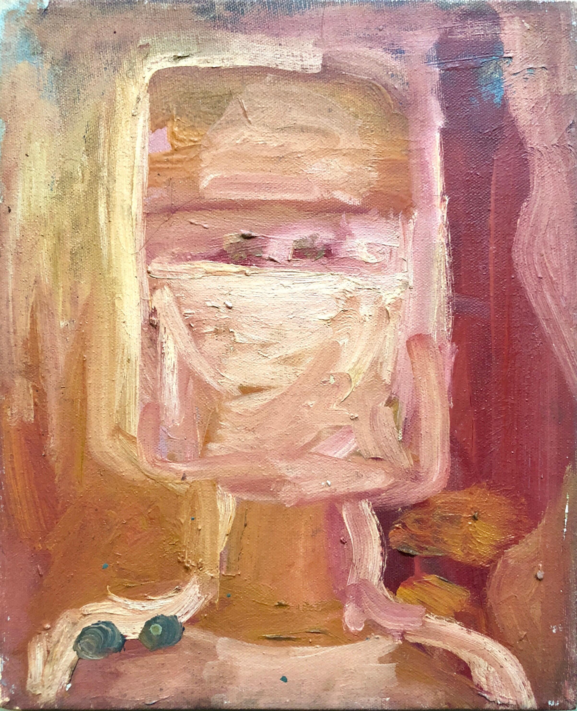 Abstract Expressionist Pop Art Oil Painting Woman Nurse Figure Portrait 2 of 2 - Brown Portrait Painting by Patricia Sloane