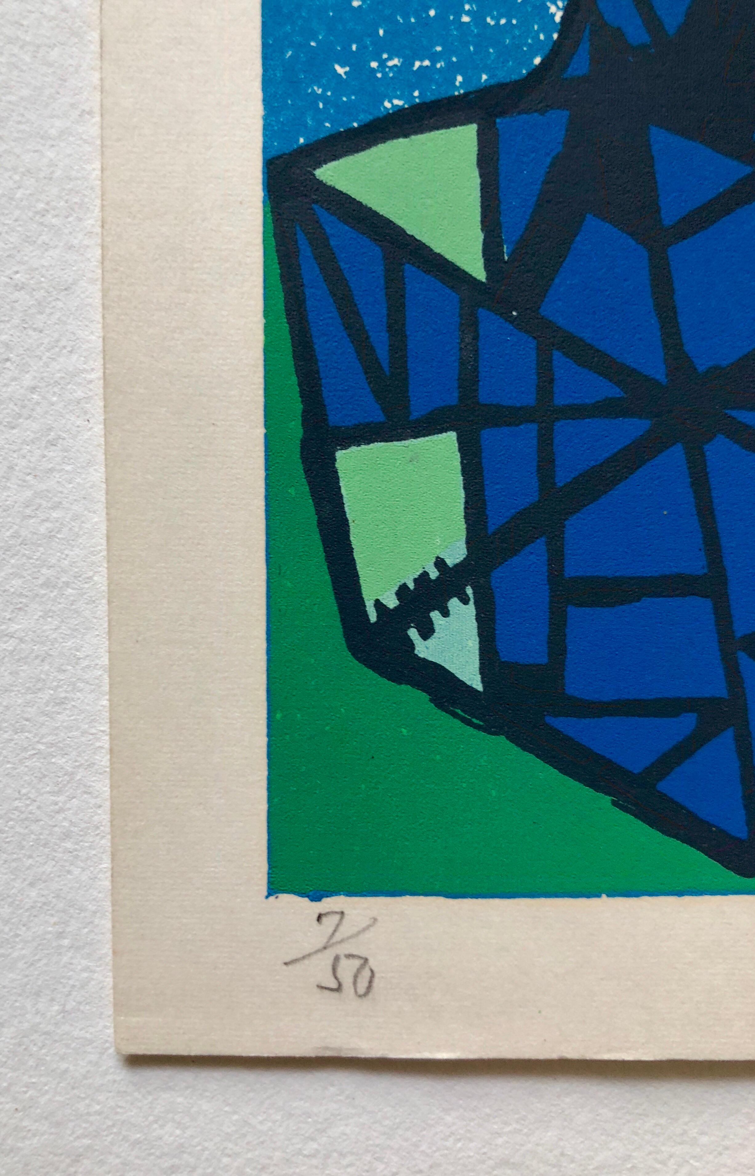 Sérigraphie sérigraphiée abstraite aux couleurs vives, signée à la main par l'artiste Cobra, années 1950 - Print de Erling Jorgensen