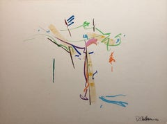 Retro David Kimball Anderson Large Oil Stick Pastel Abstract Flowers Drawing