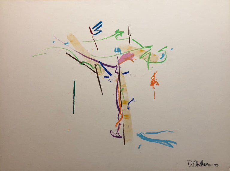Large bright vivid drawing done in oil crayon or oil pastel. Abstract floral drawing. 

David Kimball Anderson’s work is bold and graceful, respectful and spiritual. A practicing Buddhist and avid surfer as well as a sculptor, Anderson has given way