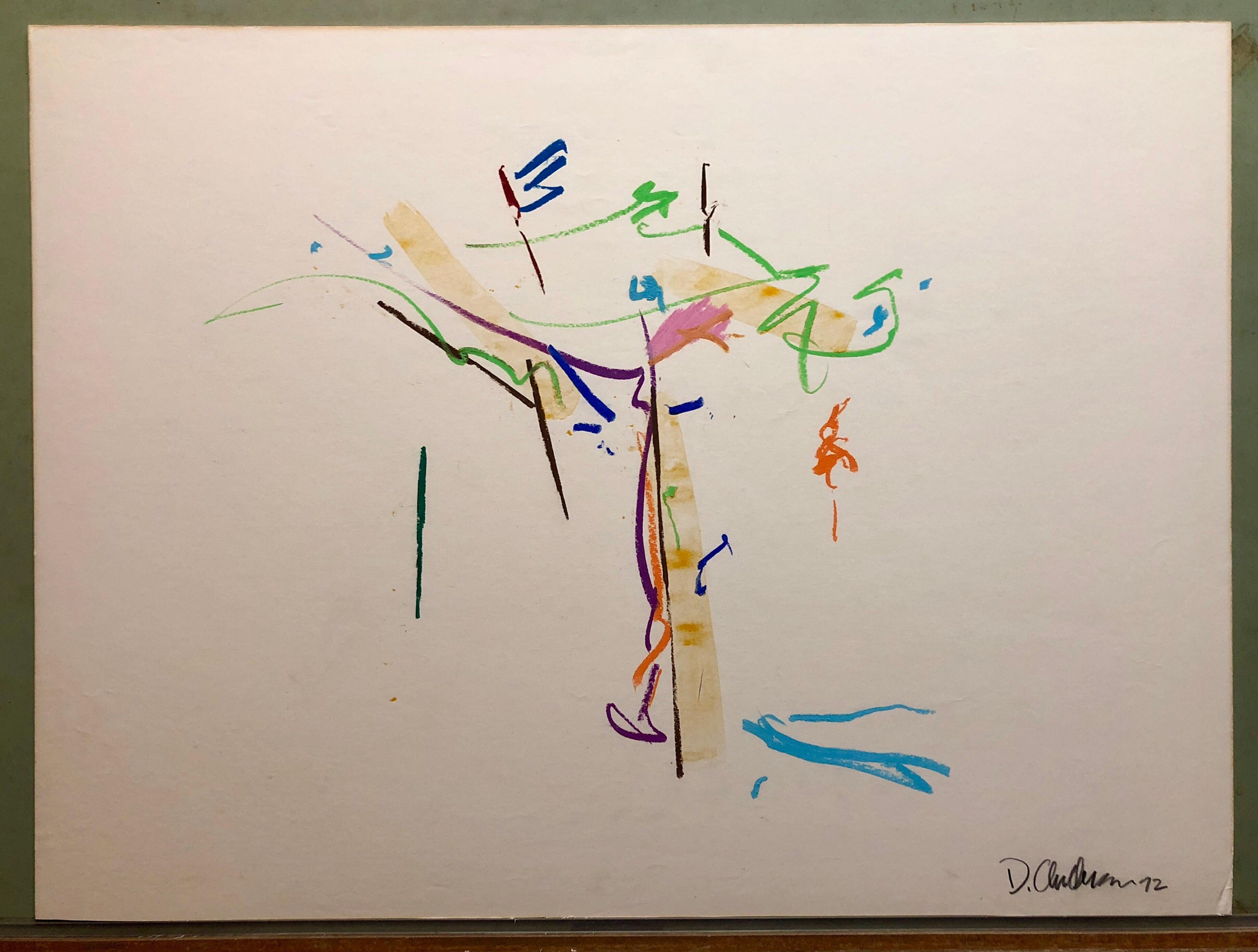 David Kimball Anderson Large Oil Stick Pastel Abstract Flowers Drawing 1