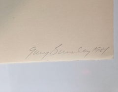 Lithograph w Gloss Overprinting Stacked Signs Post Modern 80s Memphis Milano Era