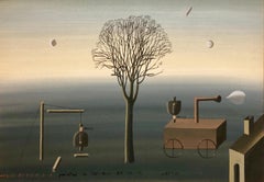 Litauisches und israelisches surreales Gouache- Illustrations-Kunstgemälde Tel Aviv 