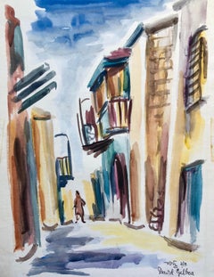 Old City Jerusalem Watercolor Painting, Israeli Judaica 