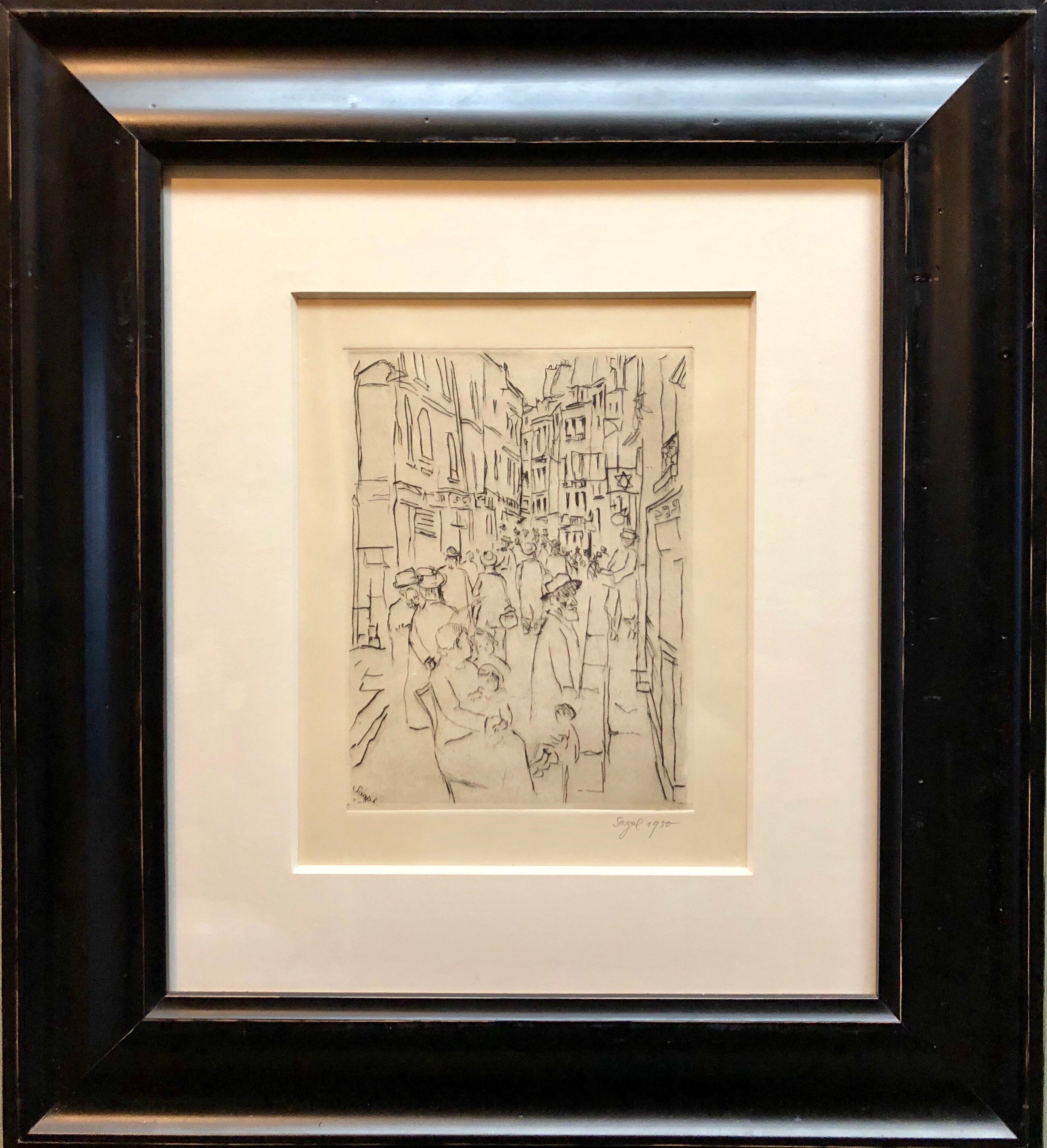10x8 plate size, 20.25x18 including frame

Wladimir Sagal  Witebsk, Weißrußland (Vitebsk, White Russia)
Well Listed Painter and Holocaust Survivor Limited Edition, Pencil Signed, Dated, Numbered. 
Vladimir Sagal-Sagalowitz was born in in Vitebsk