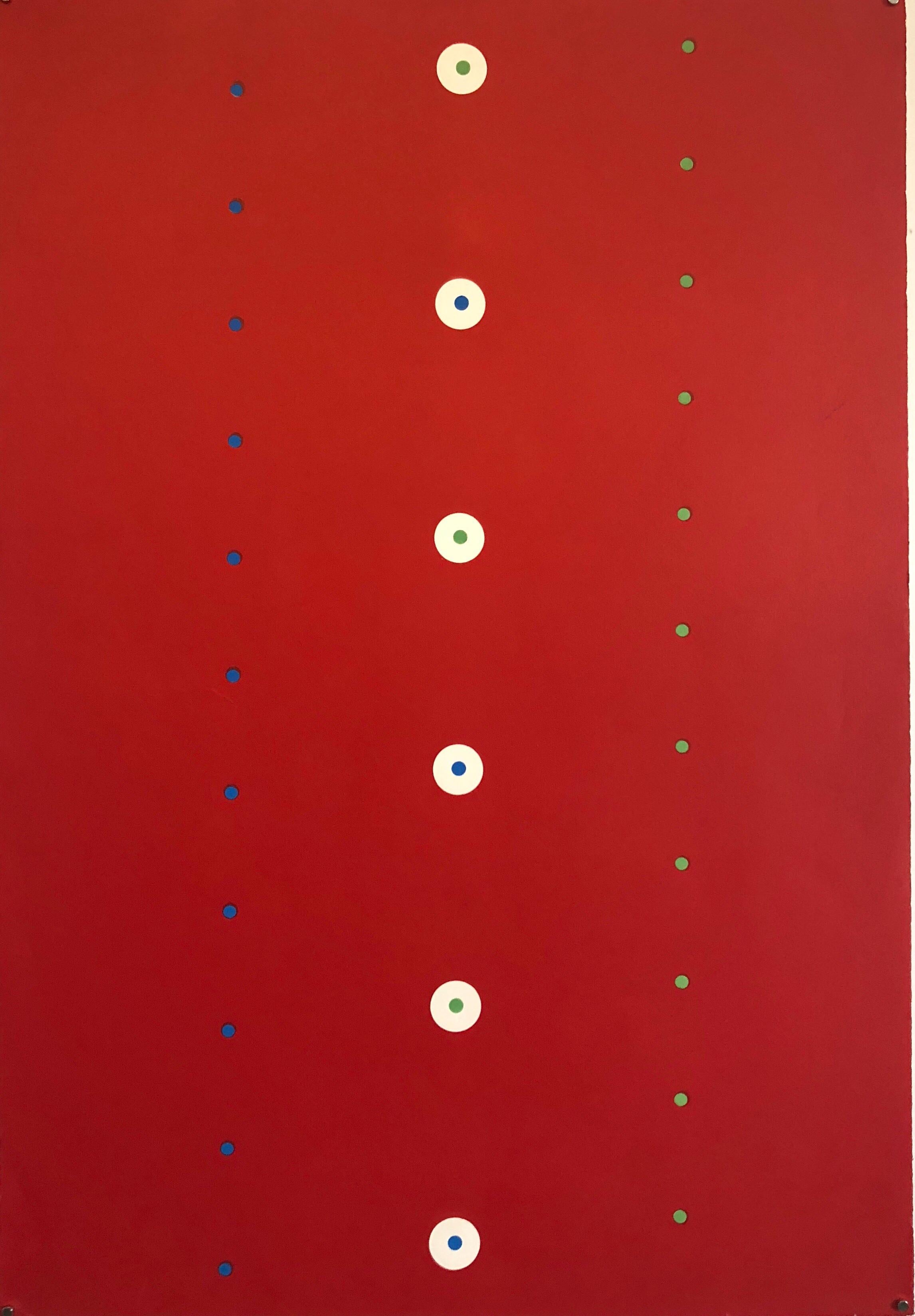 John Beckley Abstract Print - 1960's Op Art Kinetic Abstract Silkscreen Serigraph Red Print Small Edition