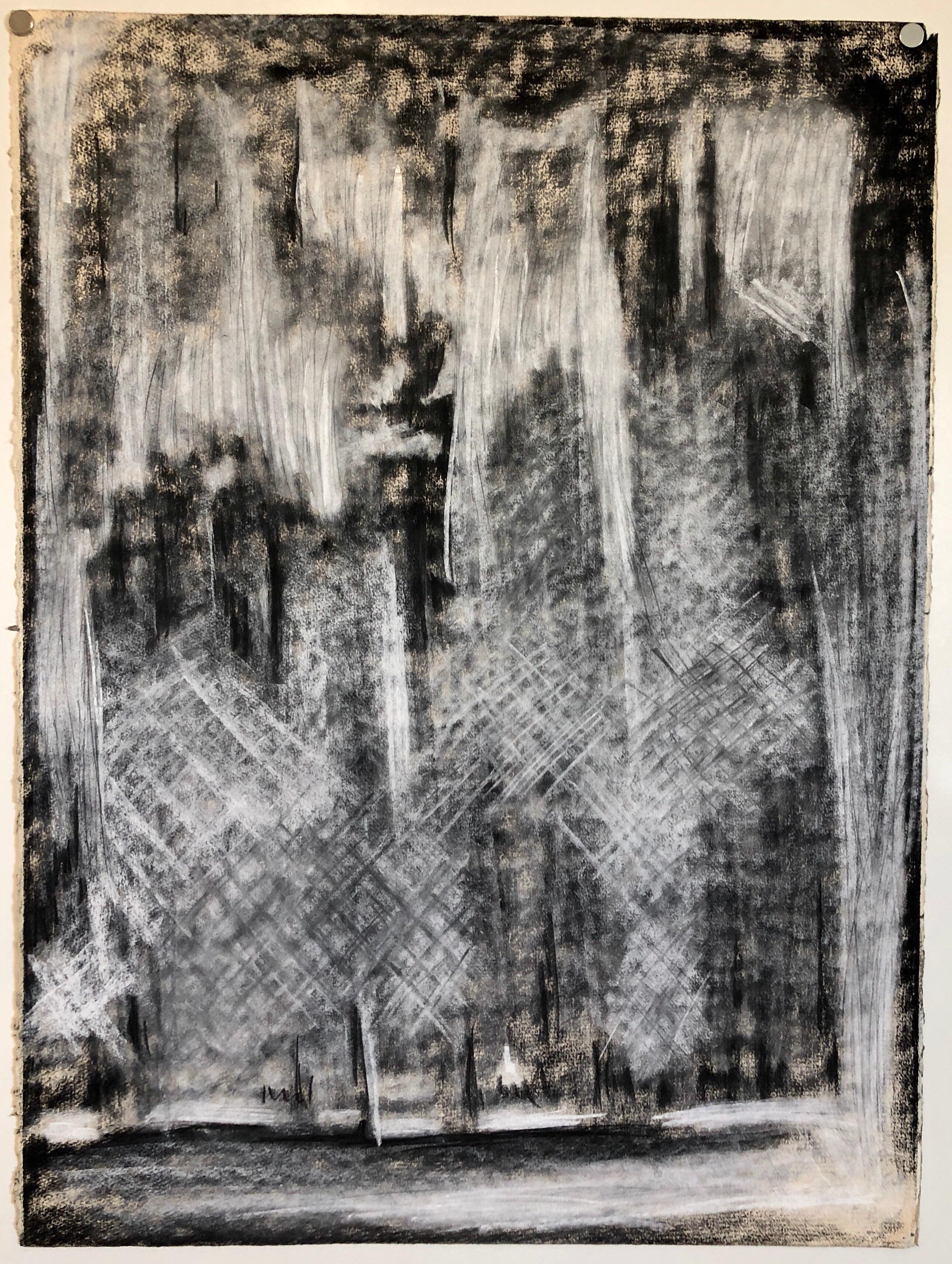 James O. Clark Abstract Drawing - Abstract Gestural Drawing Chalk and Charcoal Drawing, Light Sculpture Artist