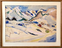 Aquarelle - Paysage de montagne moderniste des Alpes suisses - 1944 - Suisse