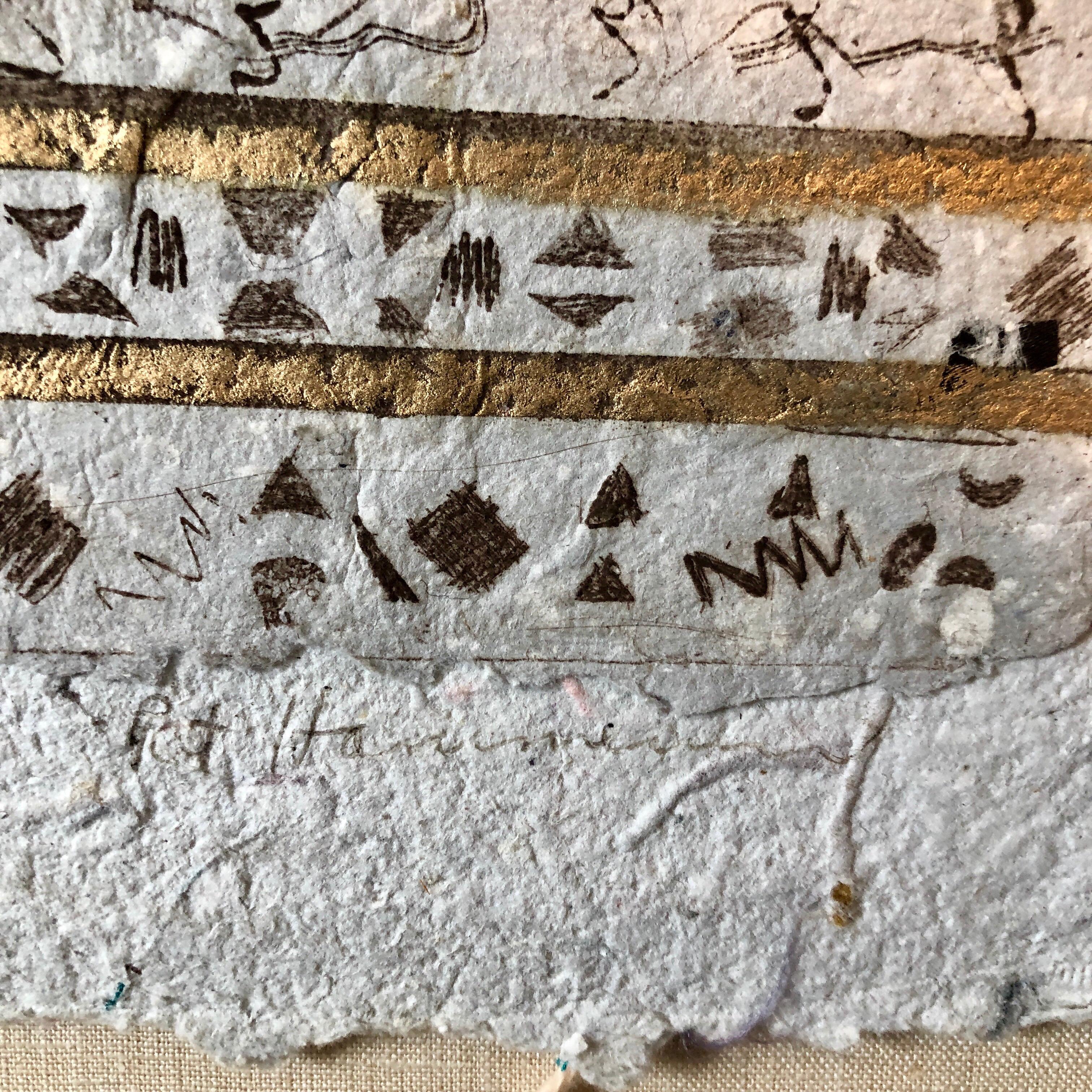 Unique Mixed Media on Handmade Paper with Gold Leaf Modernist Edition 2