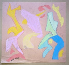 Abstract Figures Pastel Drawing Los Angeles Woman Modernist Anya Fisher