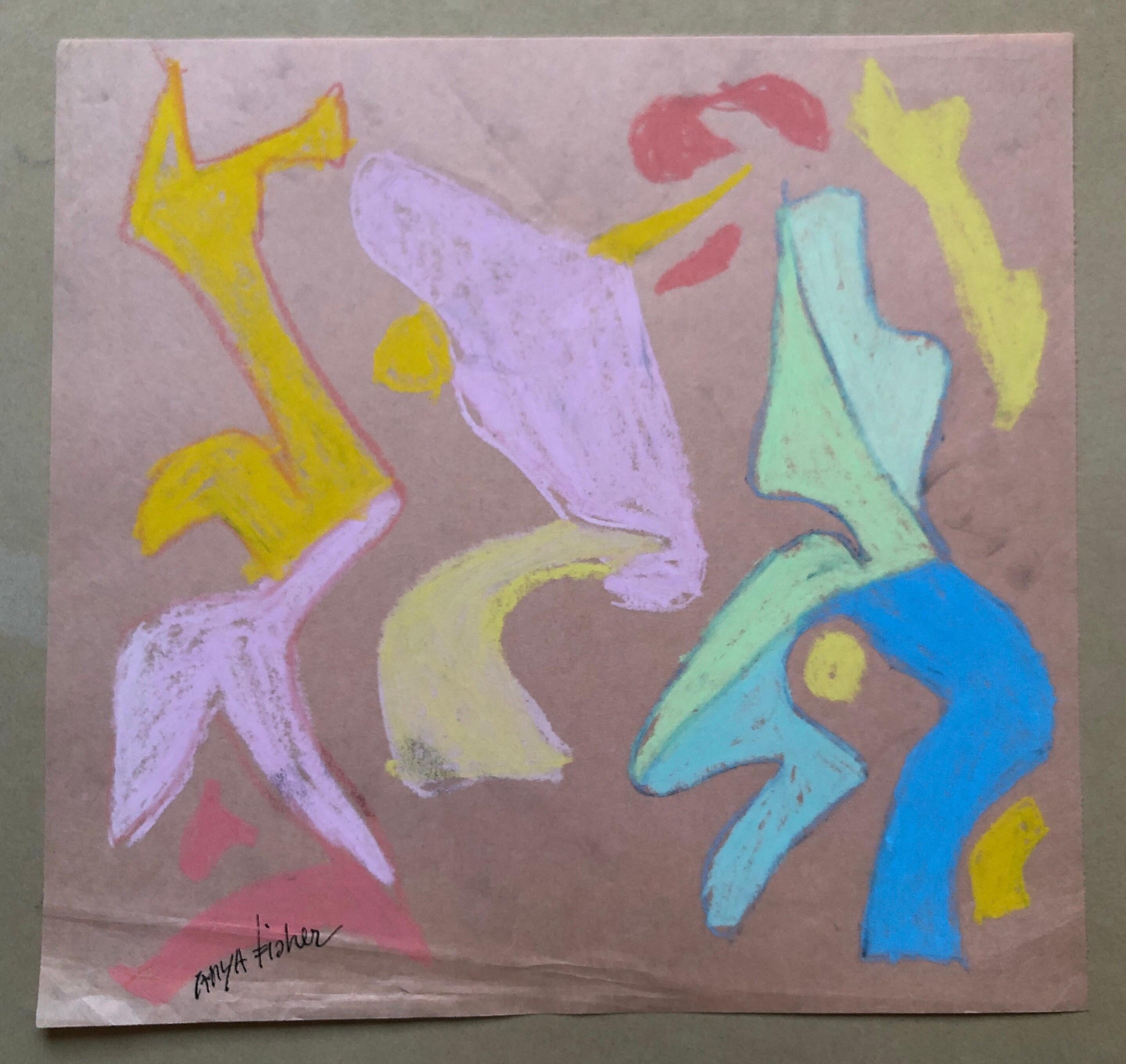 Abstract Figures Pastel Drawing Los Angeles Woman Modernist Anya Fisher 3