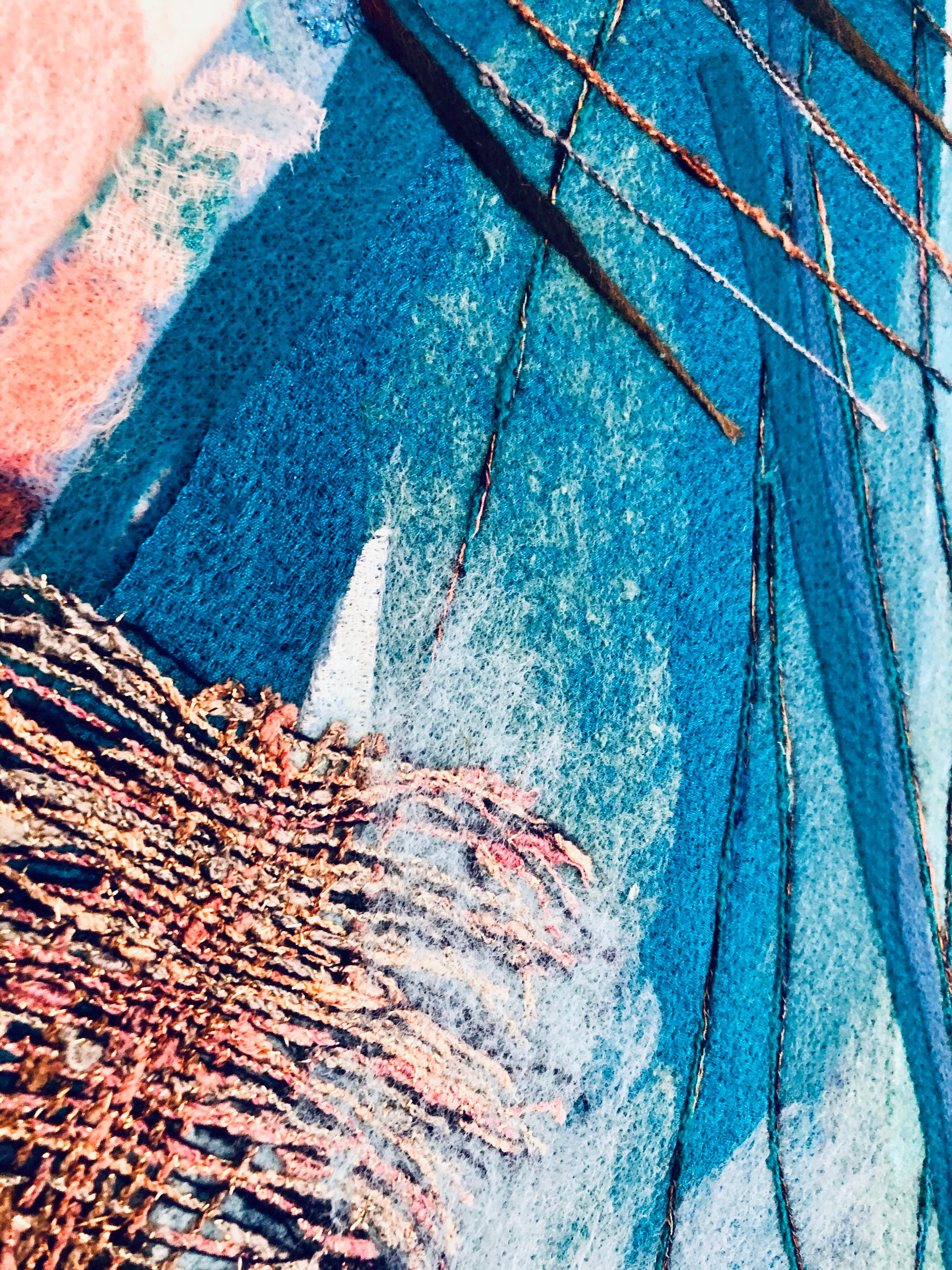 Fiber Art Collage Israeli Modernist Vibrant Colorful Tapestry Wall Hanging Rug 1