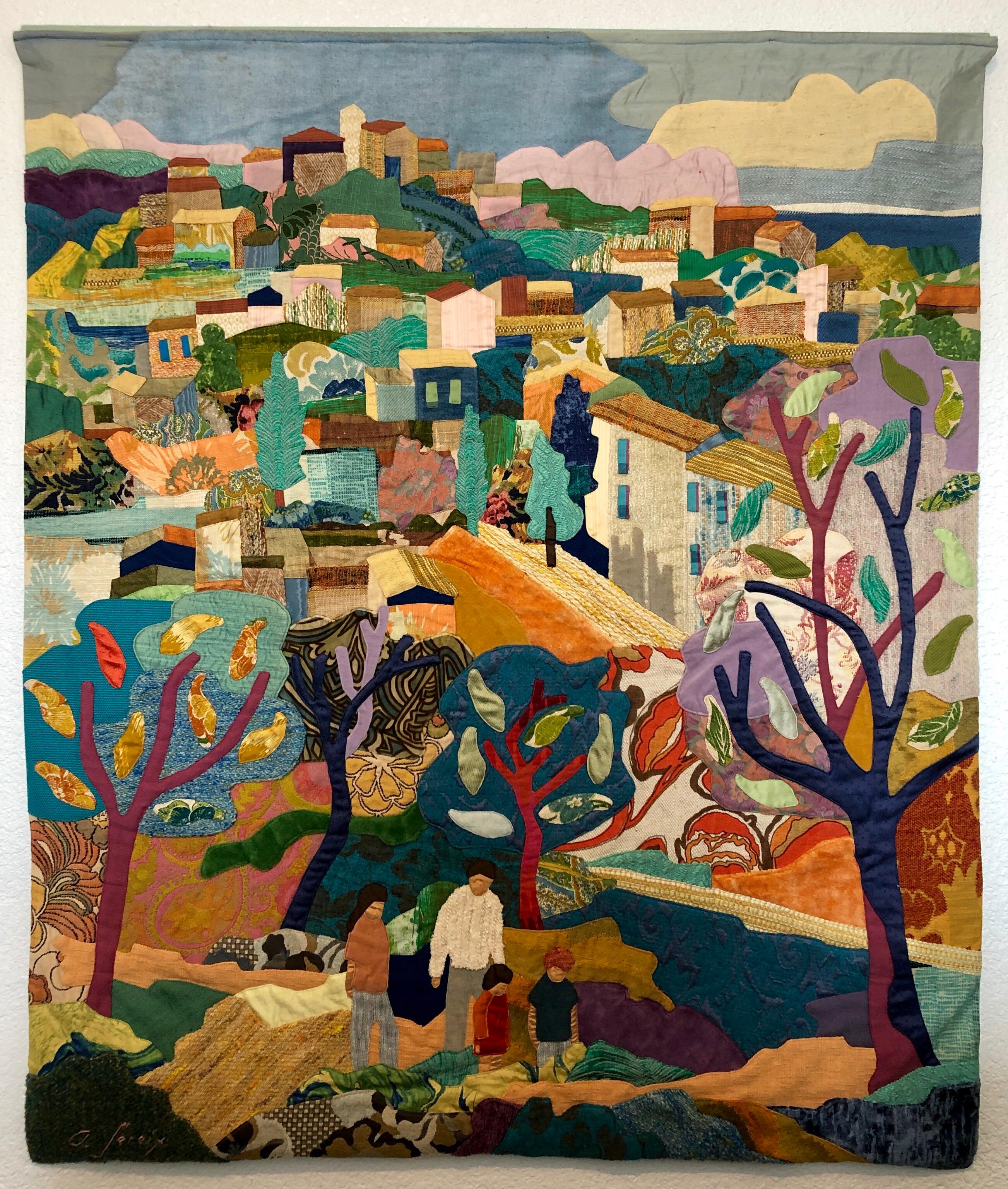Spanish Collage Fabric Tapestry Wall Hanging Applique 1