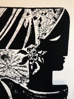 La Dame Noir (the Black Woman) African American Artist Viola Leak Woodcut Print